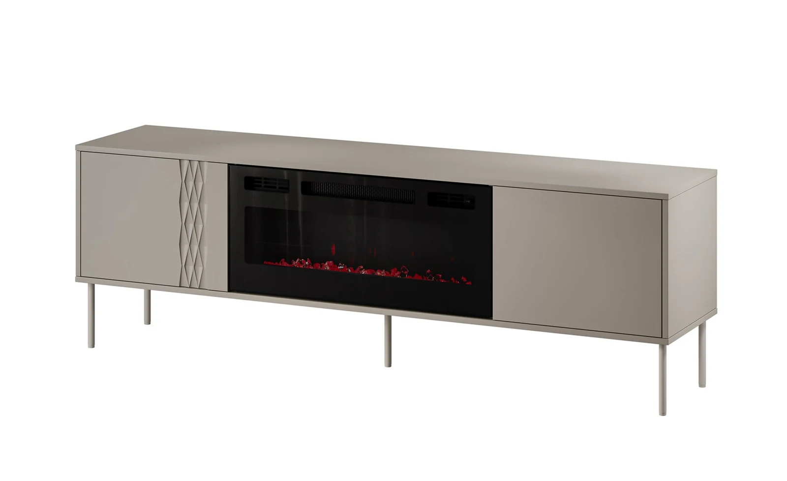 Szafka RTV Tresse 180x40x54,5 z kominkiem, czarna — zdjęcie 1 z 4