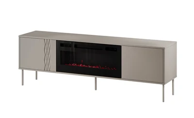 Szafka RTV Tresse 180x40x54,5 z kominkiem, czarna