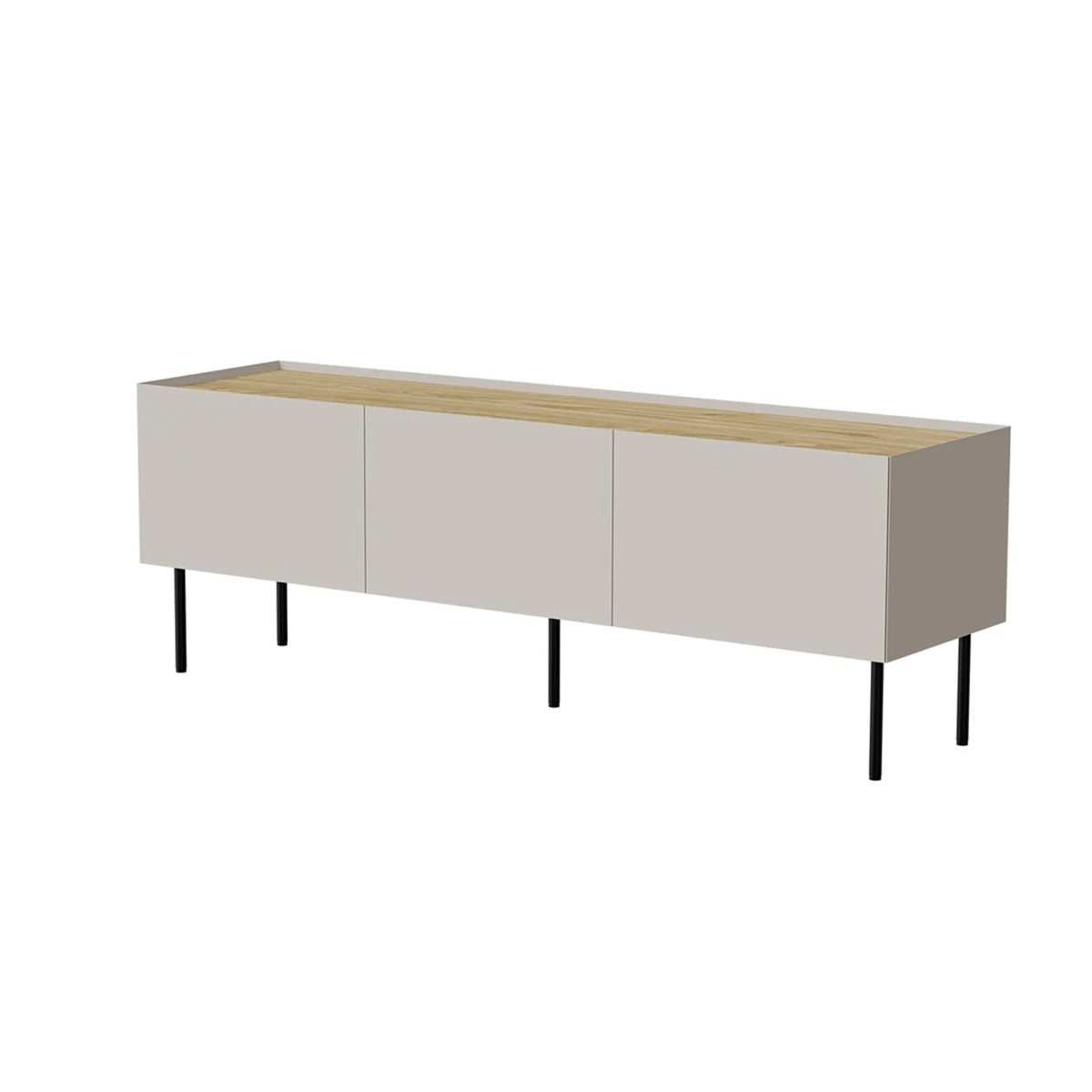 Szafka RTV FELLINI 150x40x52 kaszmir + blat dąb