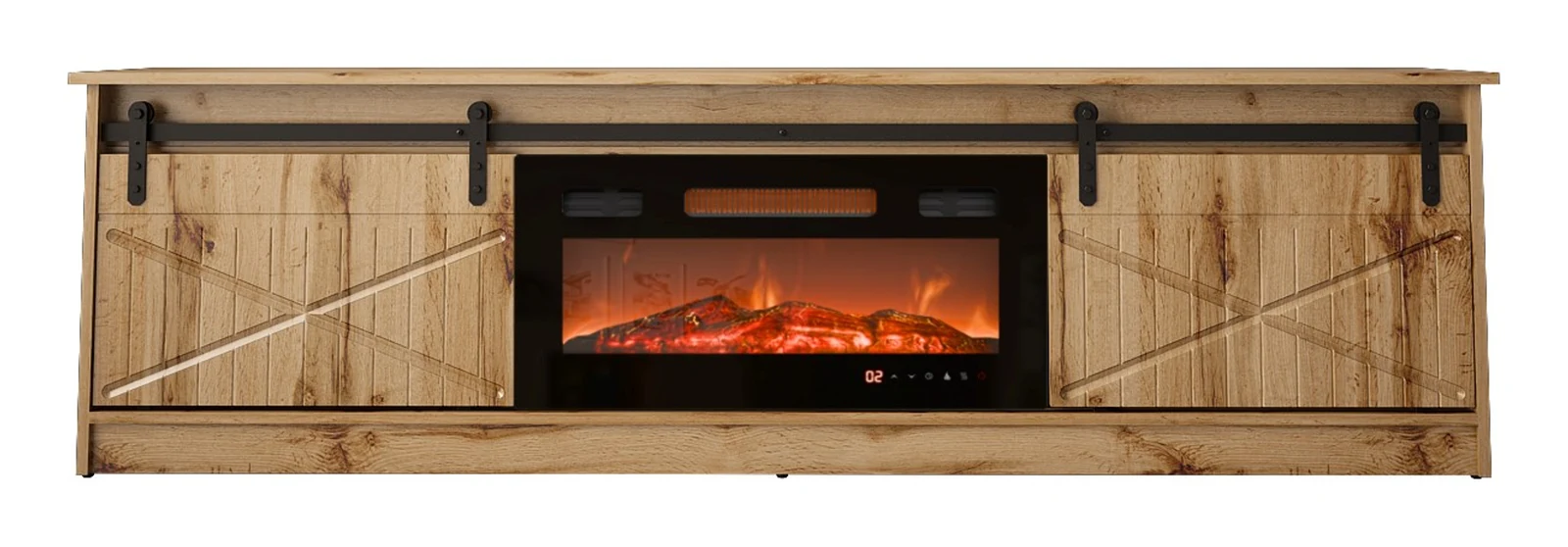 Szafka RTV GRANERO+kominek 200x56,7x35 dęb wotan — zdjęcie 1 z 2