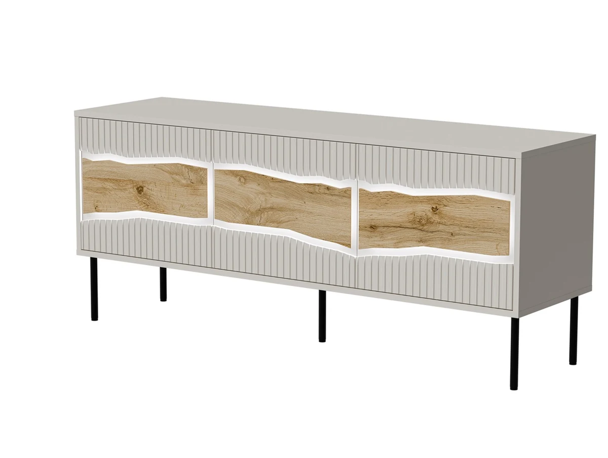 Szafka RTV INSERTO 3D 143,5x40x61,5 cm, kaszmirowa z oświetleniem LED