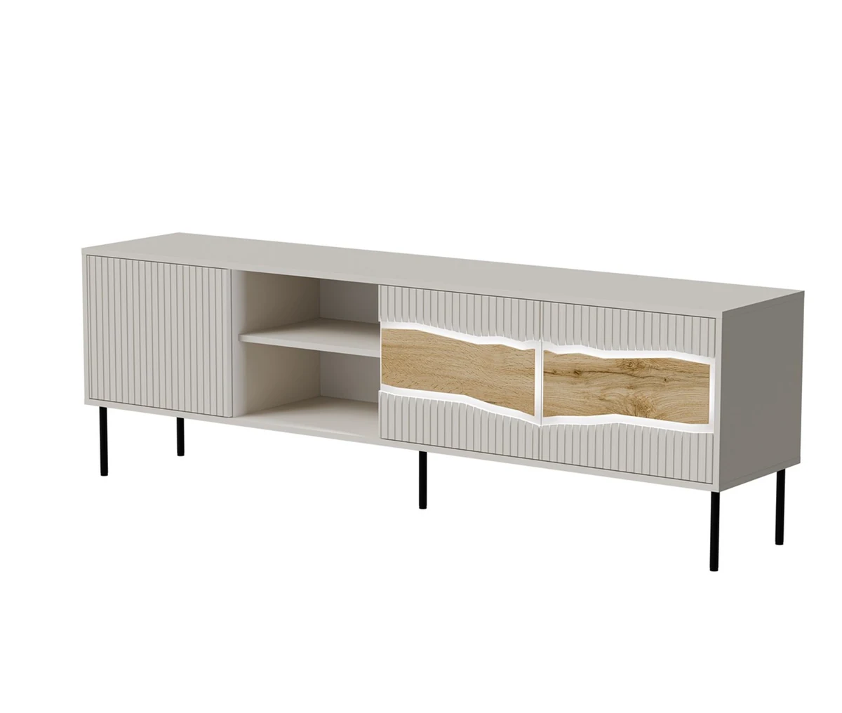 Szafka RTV INSERTO 3D1W 190x40x61,5 cm, kaszmir z oświetleniem LED