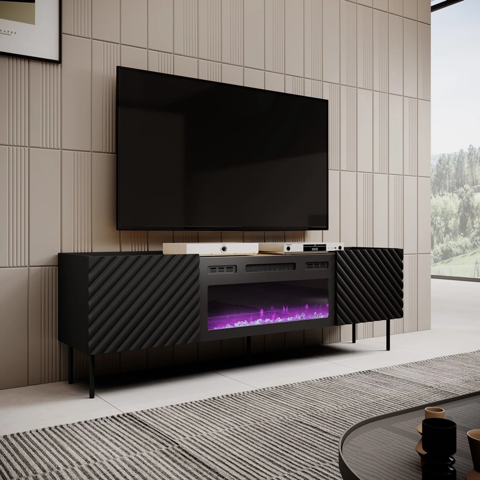 Szafka RTV ONDA 180x40x39-58 czarny — zdjęcie 1 z 2