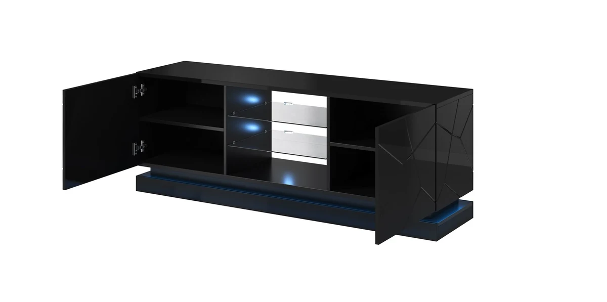 Szafka RTV QIU 160 MDF czarny połysk