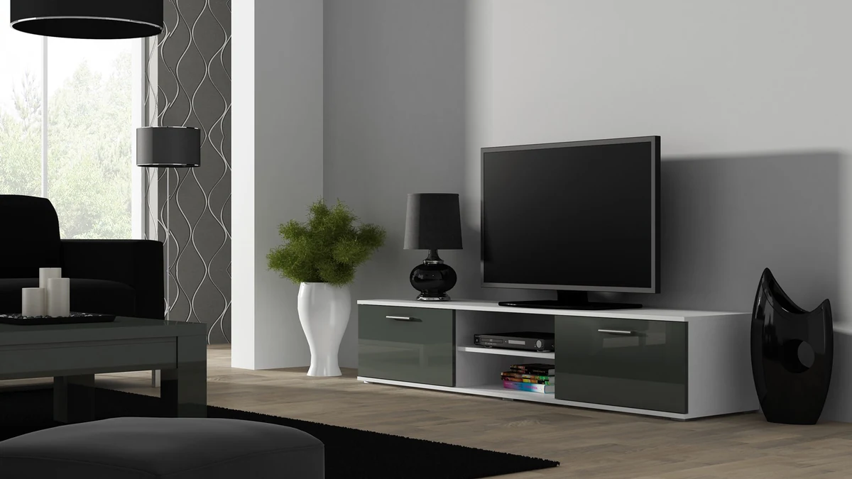 Szafka RTV SOHO 180 biały/szary połysk