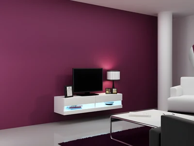 Szafka RTV VIGO NEW 140x40x30 cm, biała, połysk