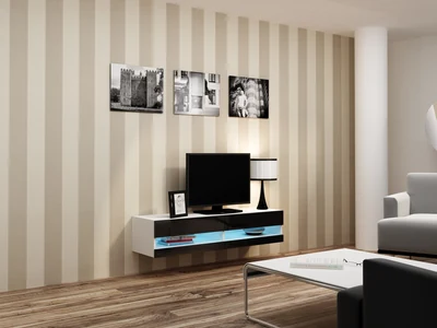 Szafka RTV Vigo New 140 cm, biało-czarna