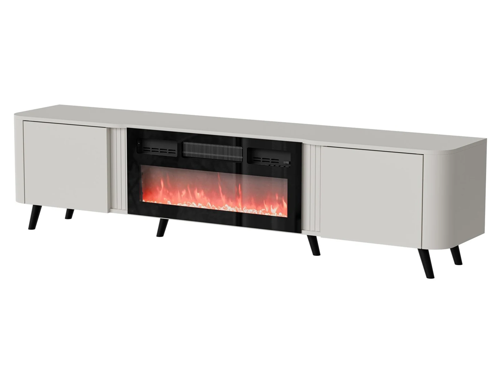 Szafka RTV VOLARE 200x39x49 kaszmir + kominek — zdjęcie 1 z 3