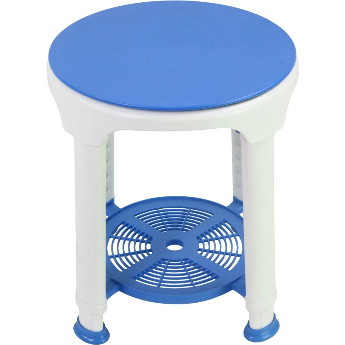 Taboret obrotowy do łazienki - biały/niebieski