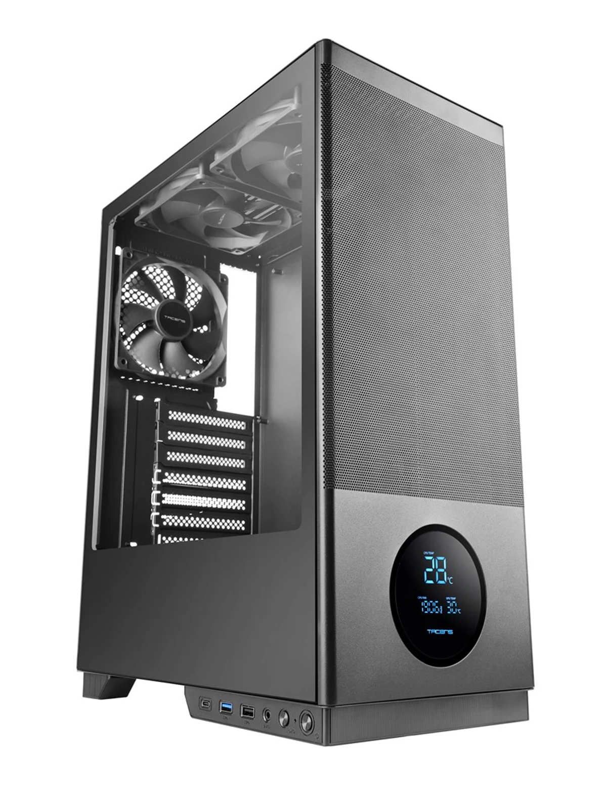 Obudowa Tacens 2Sagitta 20 z 3 wentylatorami 120mm i wyświetlaczem LCD