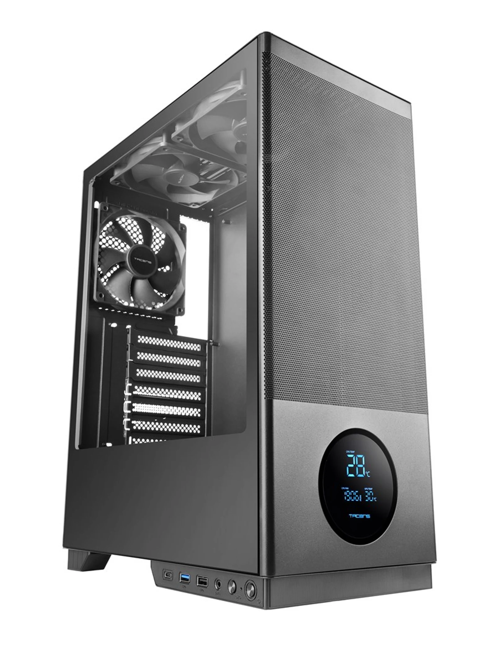 Obudowa Tacens 2Sagitta 20 z 3 wentylatorami 120mm i wyświetlaczem LCD — zdjęcie 1 z 7