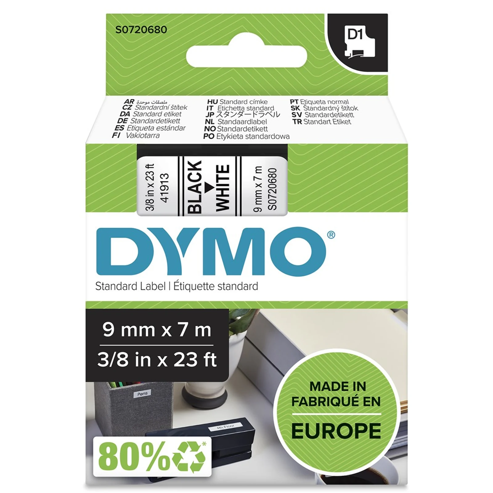 Taśma barwiąca DYMO D1 9mmx7m czarny/biały — zdjęcie 1 z 4