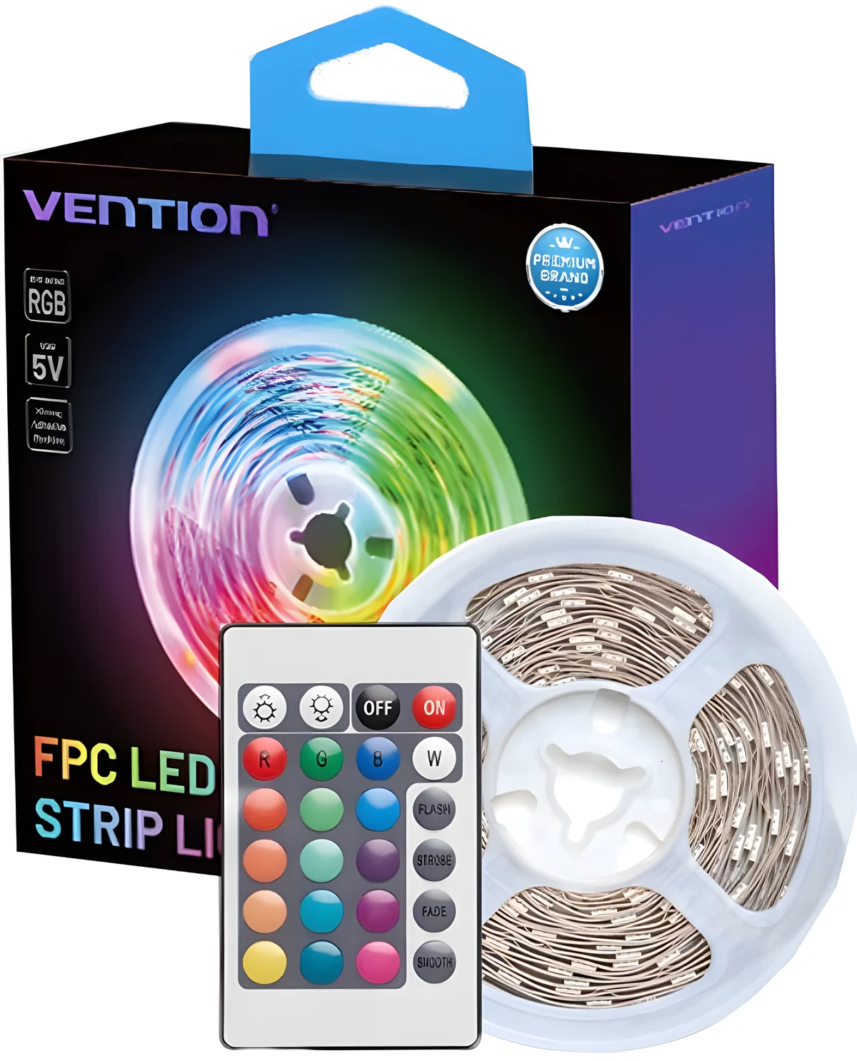 Taśma świetlna Vention RGB FPC LED 5m z pilotem IR