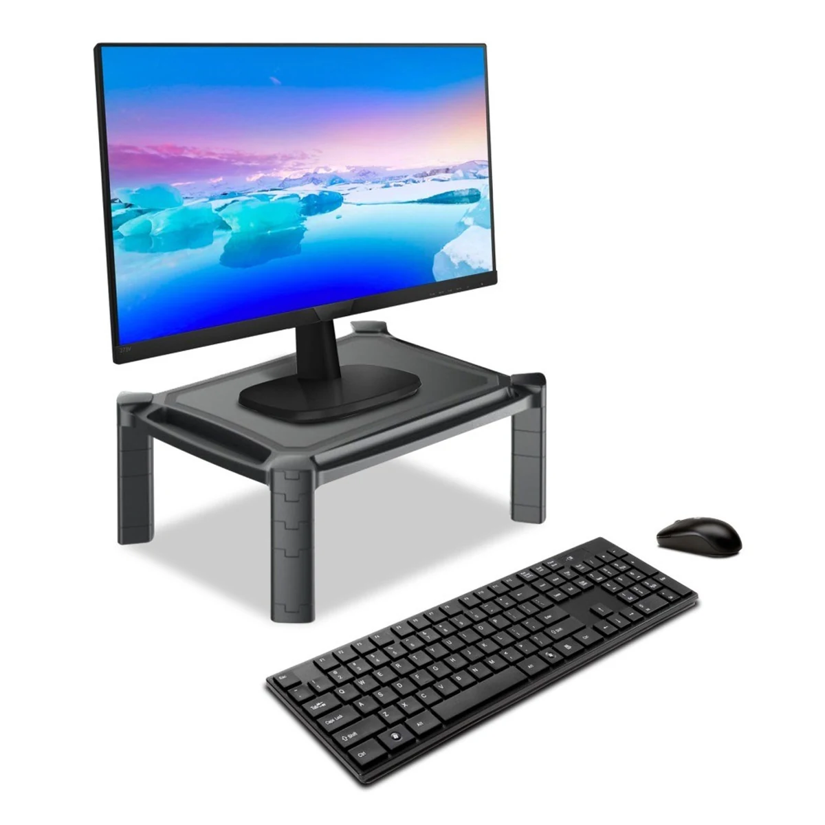 TECHLY Stolik Podstawka Pod Monitor Z Regulacją Wysokości - Czarny