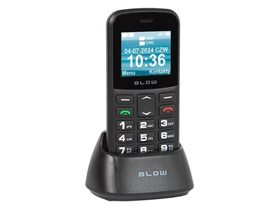 Telefon stacjonarny dla seniora BLOW S18D czarny z podstawką