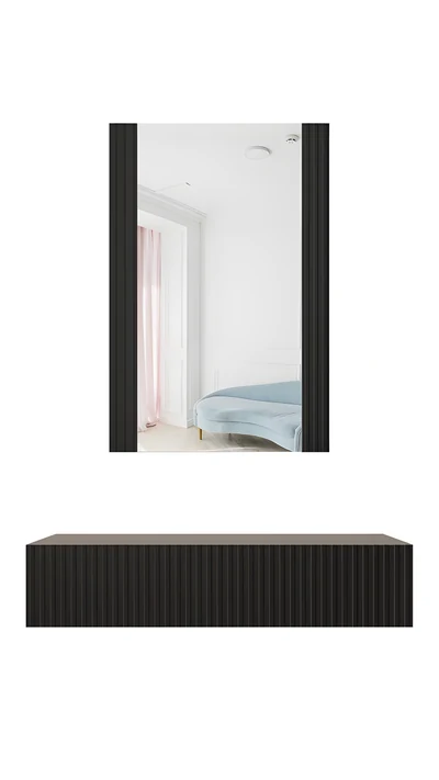 Toaletka z lustrem Pafos, czarna matowa, wymiary 80x41,6x100 cm