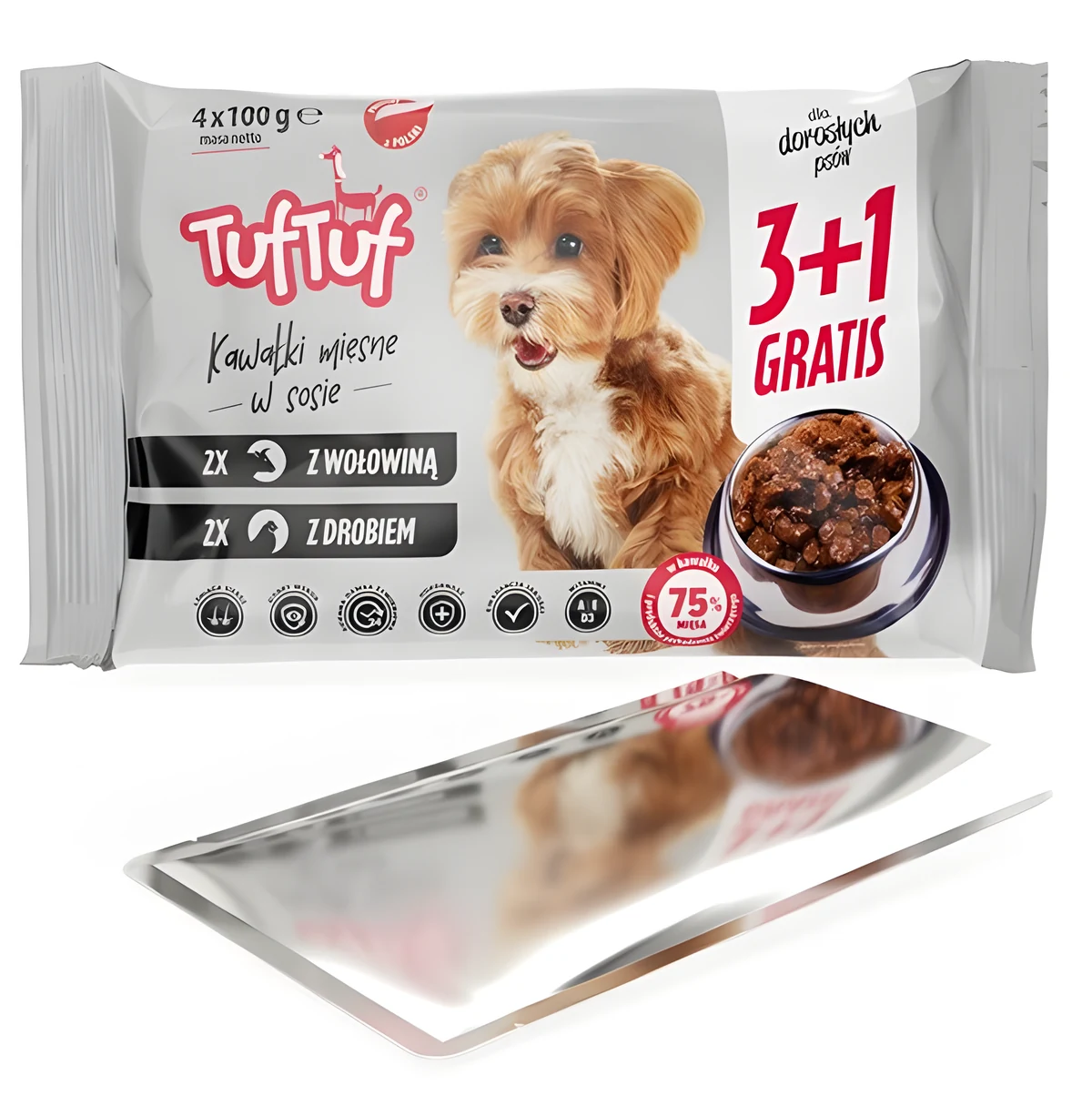 Tuf Tuf saszetki dla psa 4x100g - 2x drób, 2x wołowina