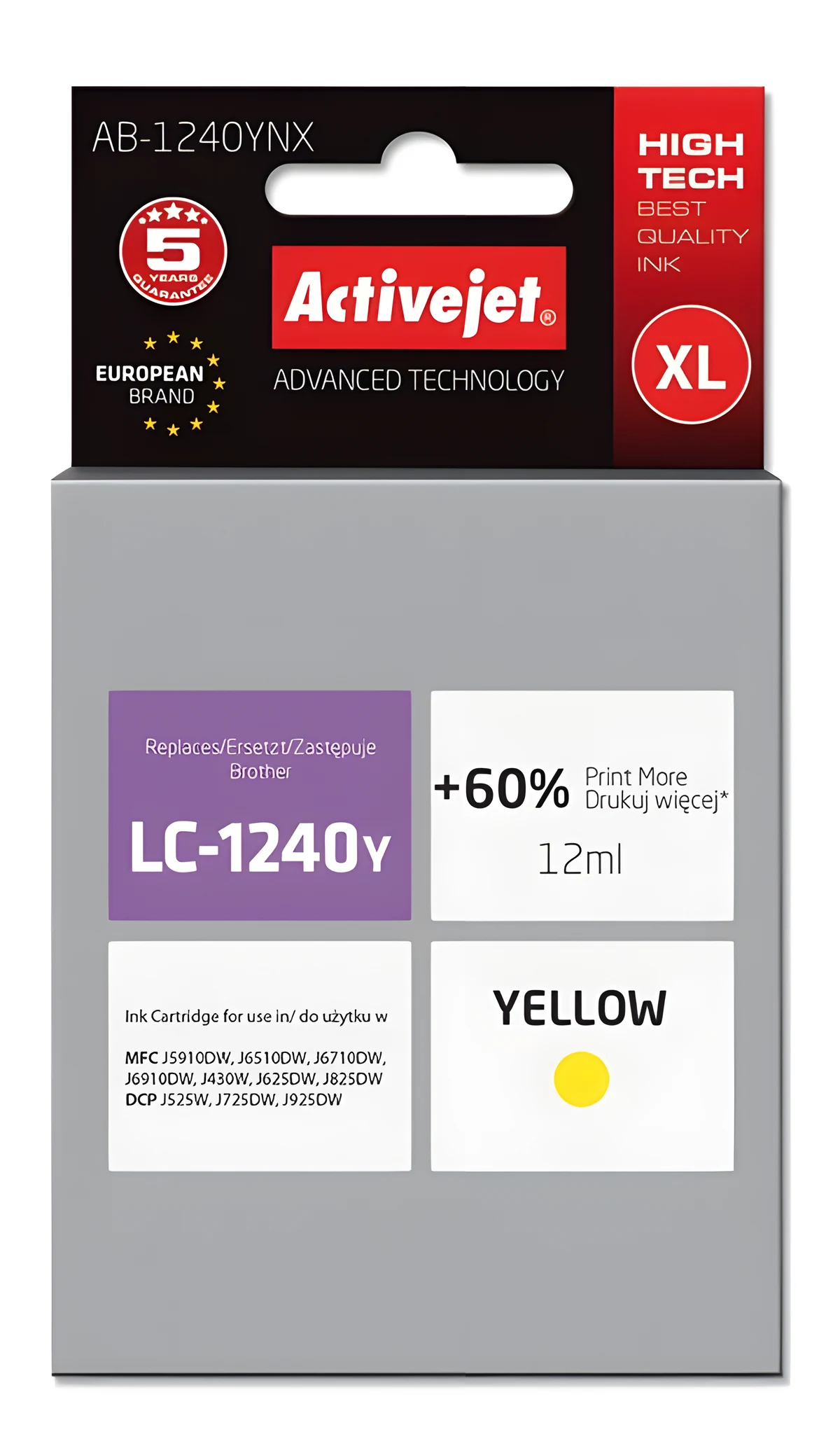 Tusz Activejet AB-1240YNX (zamiennik Brother LC1240Y)