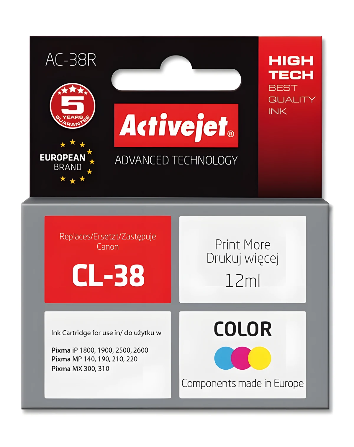 Tusz Activejet AC-38R (12 ml) do drukarek Canon PIXMA