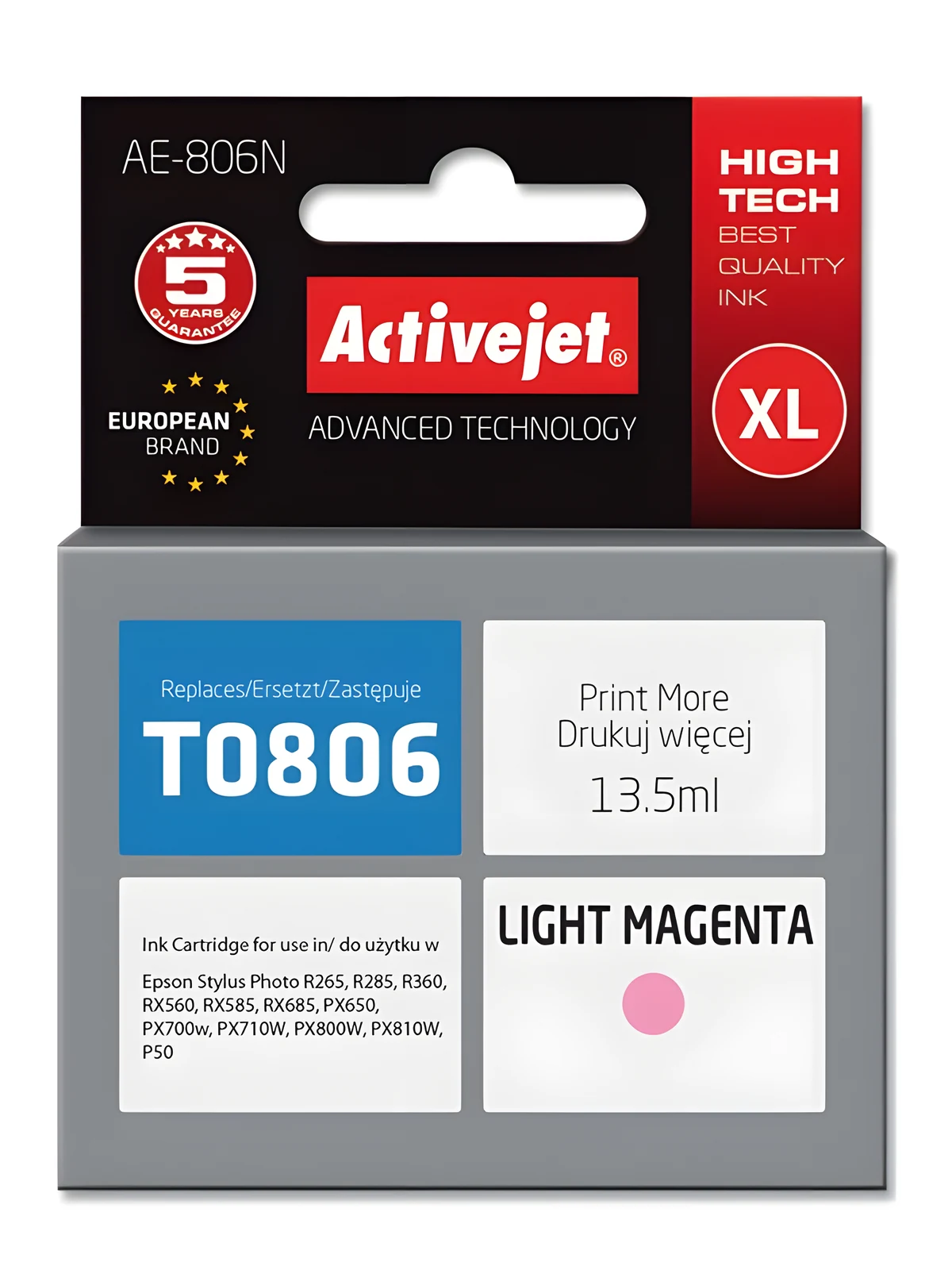 Tusz Activejet AE-806N, 13,5 ml, jasny czerwony