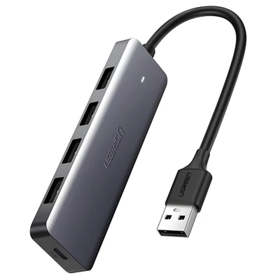 Hub USB 4w1 Ugreen, USB 3.0 + micro USB, szary