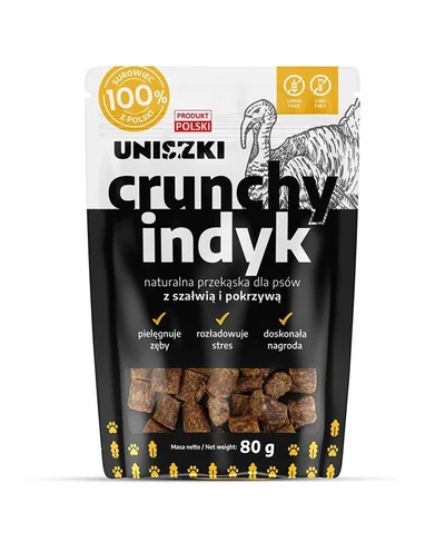 Przysmak dla psa UNISZKI Crunchy Indyk z Szałwią i Pokrzywą 80g