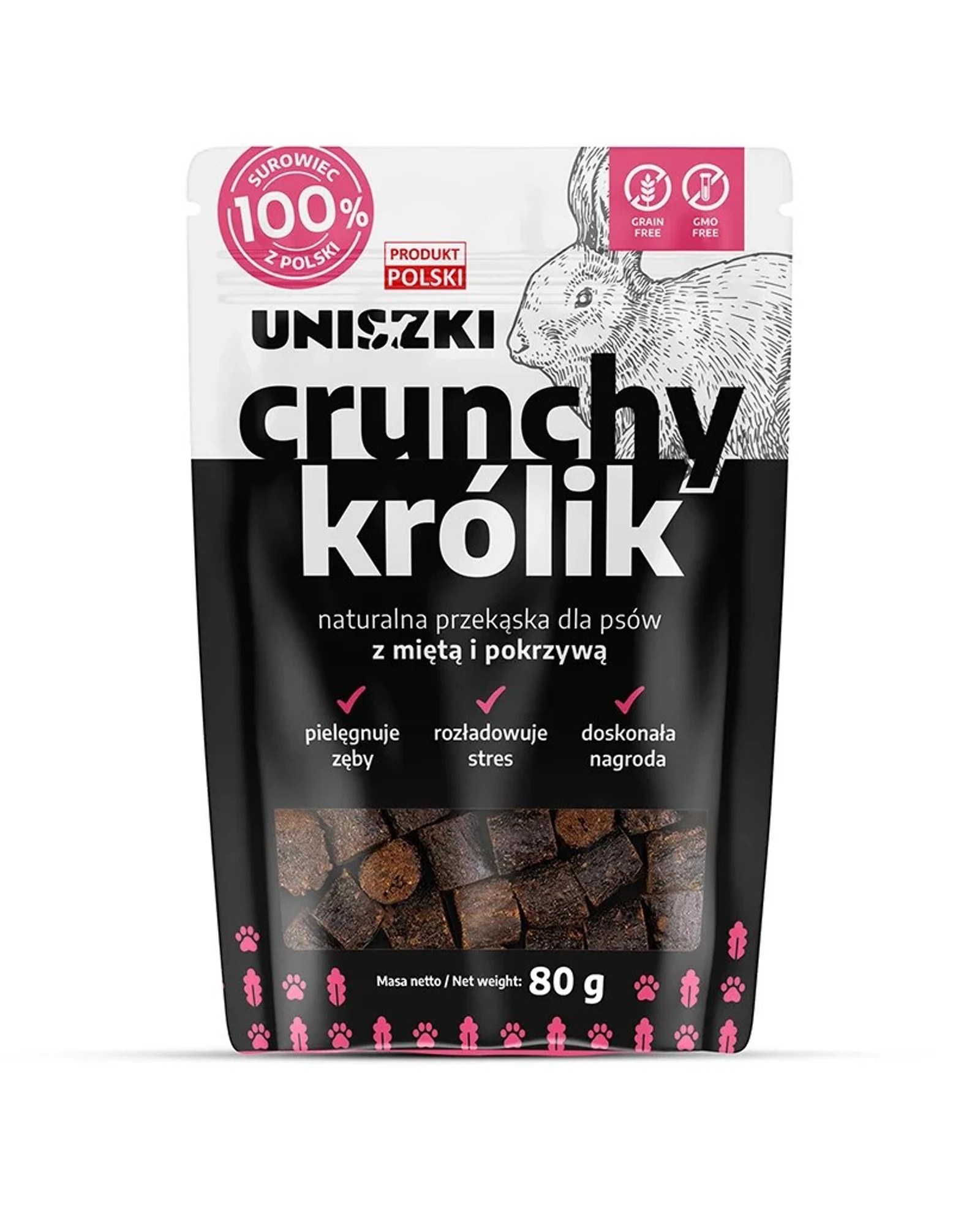 UNISZKI Crunchy królik - Mięta Pokrzywa 80g — zdjęcie 1 z 2