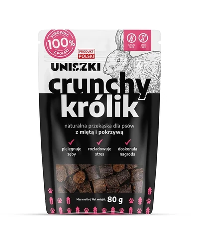 Przysmak dla psa UNISZKI Crunchy z królikiem, miętą i pokrzywą 80g