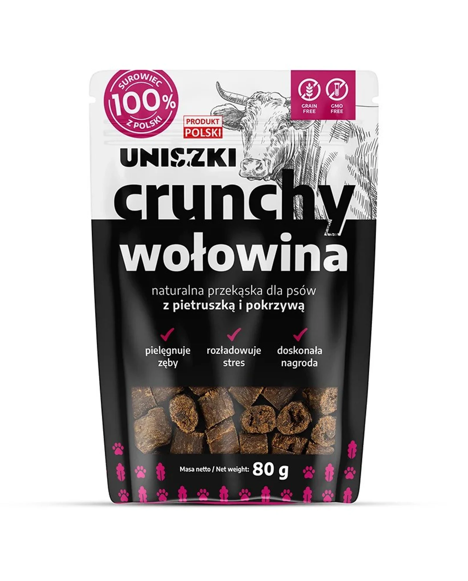 UNISZKI Crunchy wołowina - Pietruszka Pokrzywa 80g — zdjęcie 1 z 2