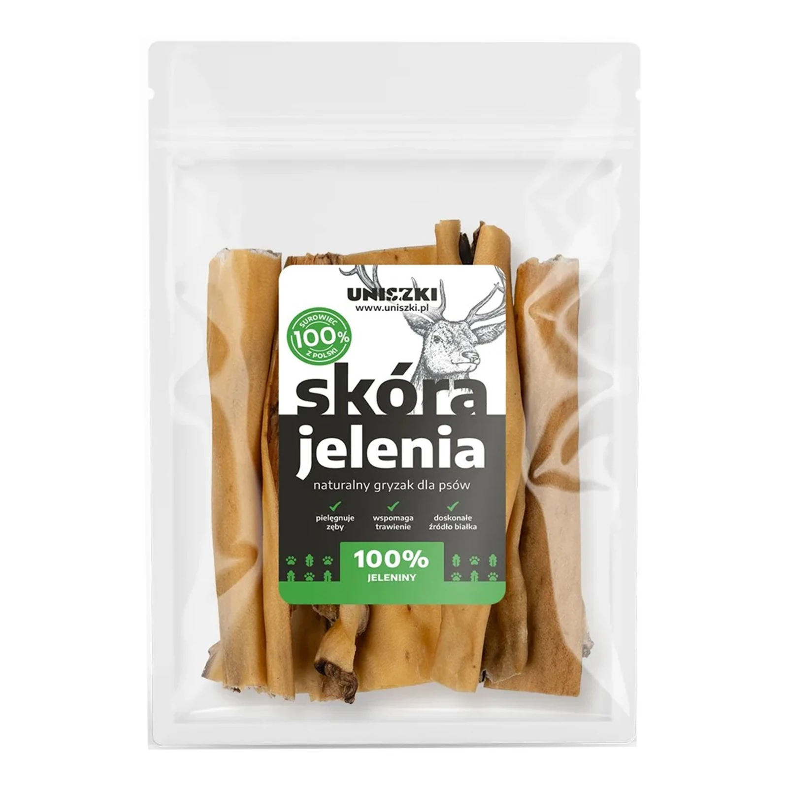UNISZKI Skóra jelenia 100g - Przysmak dla psa — zdjęcie 1 z 2
