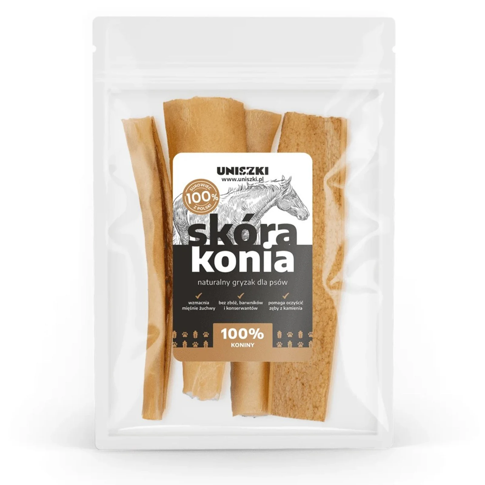 UNISZKI Skóra konia 100g - Suszony, Gryzaki — zdjęcie 1 z 2
