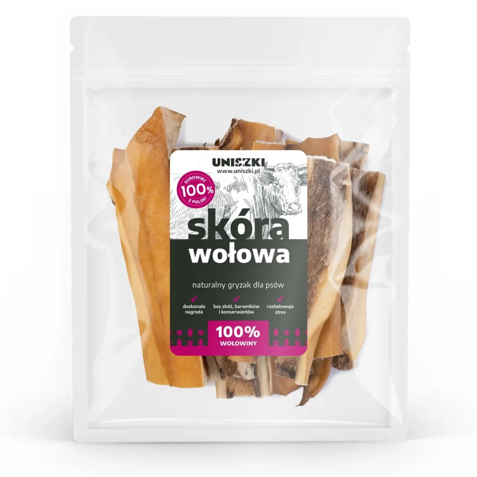 UNISZKI Skóra wołowa 100g - Gryzaki dla dorosłych — zdjęcie 1 z 2