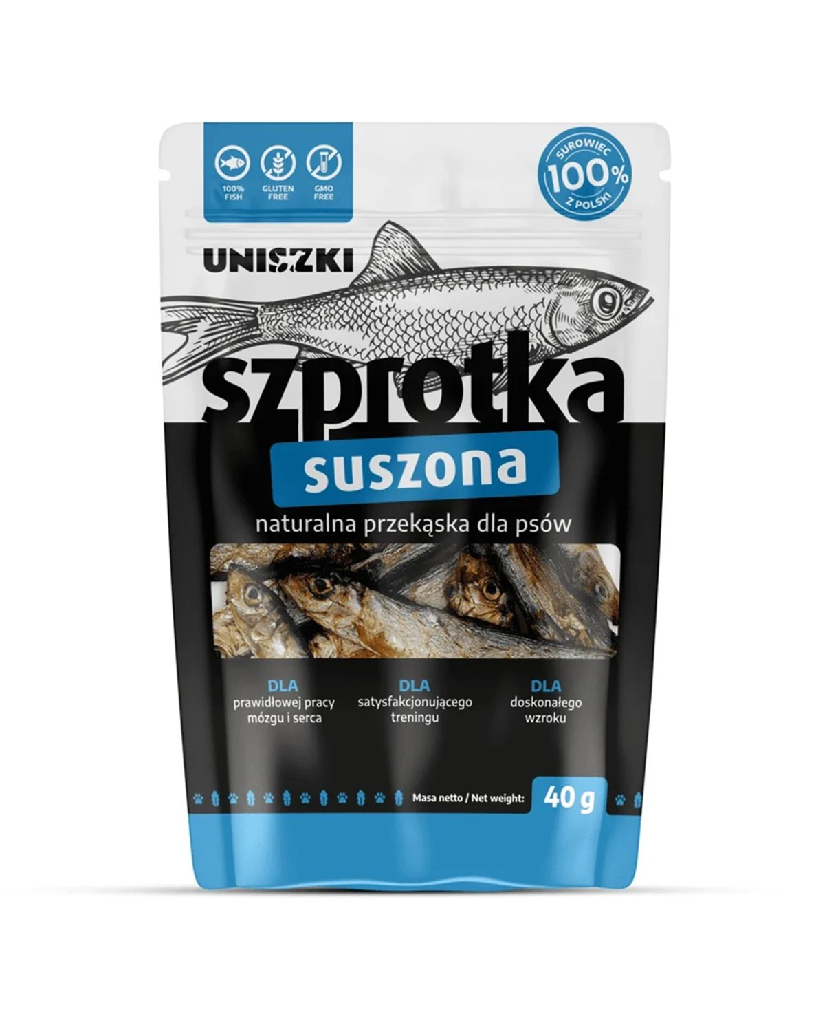 UNISZKI Szprotka suszona 40g - Przysmak dla psa