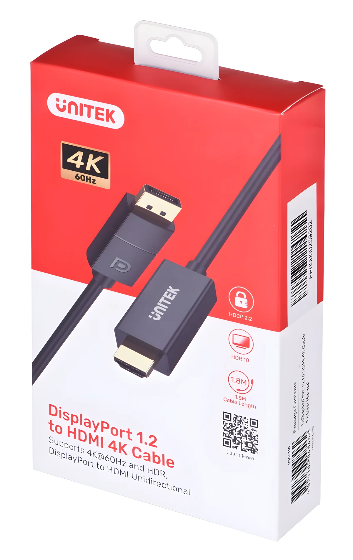 Adapter kabel Unitek DisplayPort 1.2 - HDMI, 4K 60Hz, 1,9m