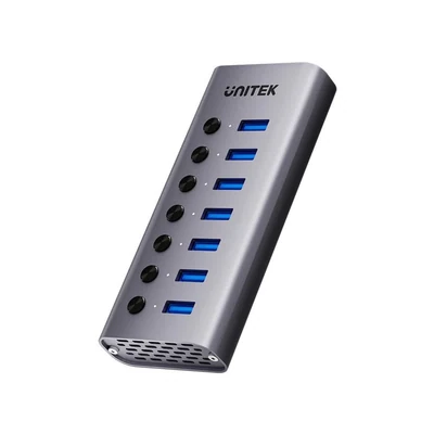 Hub USB-A 3.0 Unitek, 7 portów, 5 GB/s, z przełącznikiem
