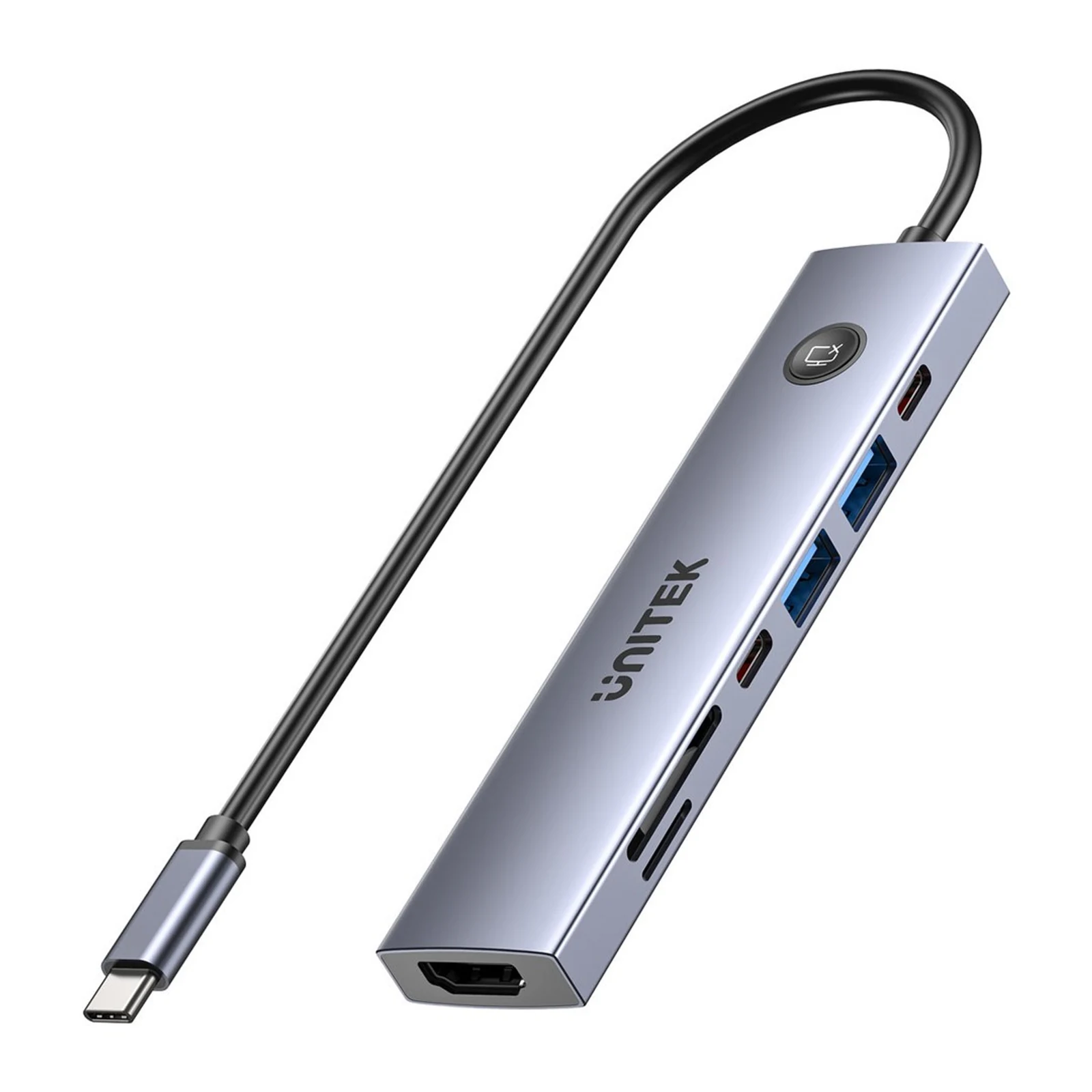 Hub USB-C Unitek 7w1 z PD 100W i HDMI 2.0 — zdjęcie 1 z 8