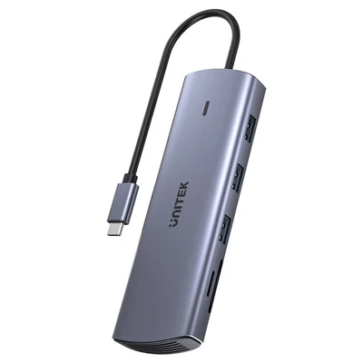 Hub USB-C UNITEK 9W1, HDMI, VGA, SD, RJ45, 3x USB-A, PD 100W