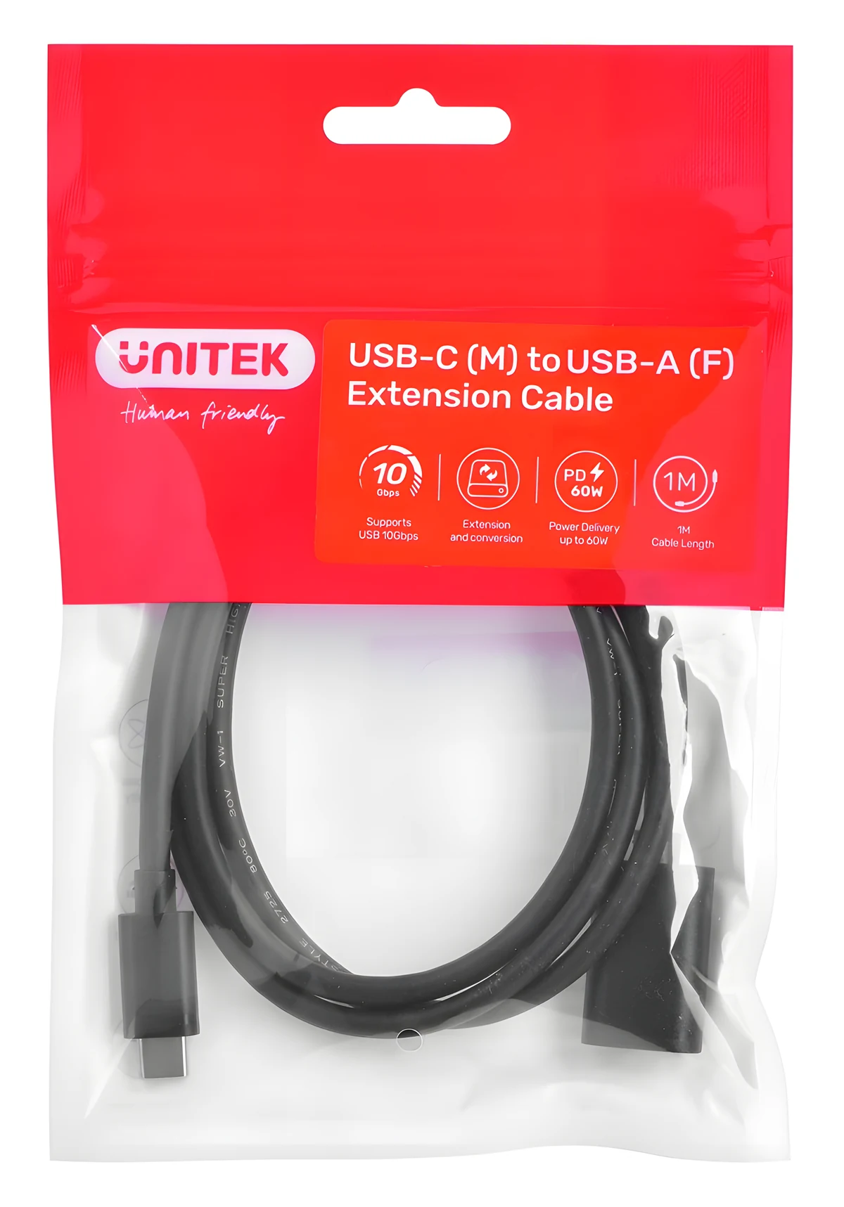 Adapter USB-C na USB-A UNITEK, 10 Gbps, 60W, 1 metr