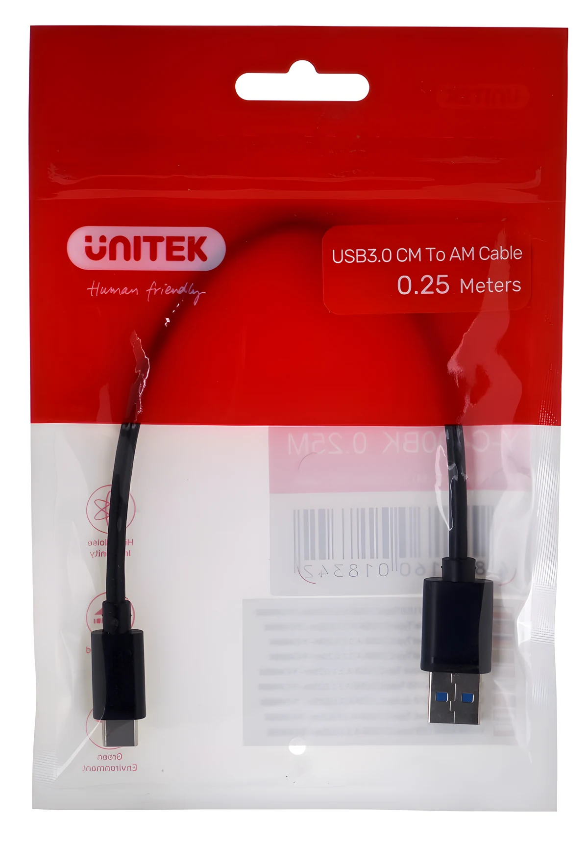 UNITEK KABEL USB-C - USB-A 3.1, 0,25M