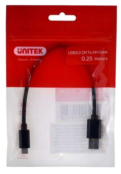 UNITEK KABEL USB-C - USB-A 3.1, 0,25M