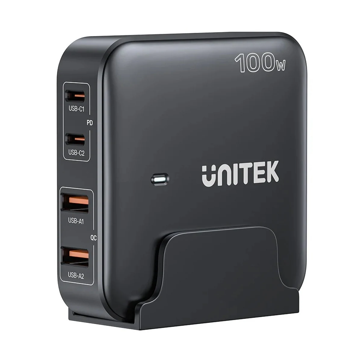 Ładowarka biurkowa Unitek GAN 100W, 2x USB-A, 2x USB-C, czarna