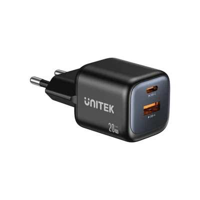 Ładowarka sieciowa Unitek 20W z USB-C i USB-A, czarna