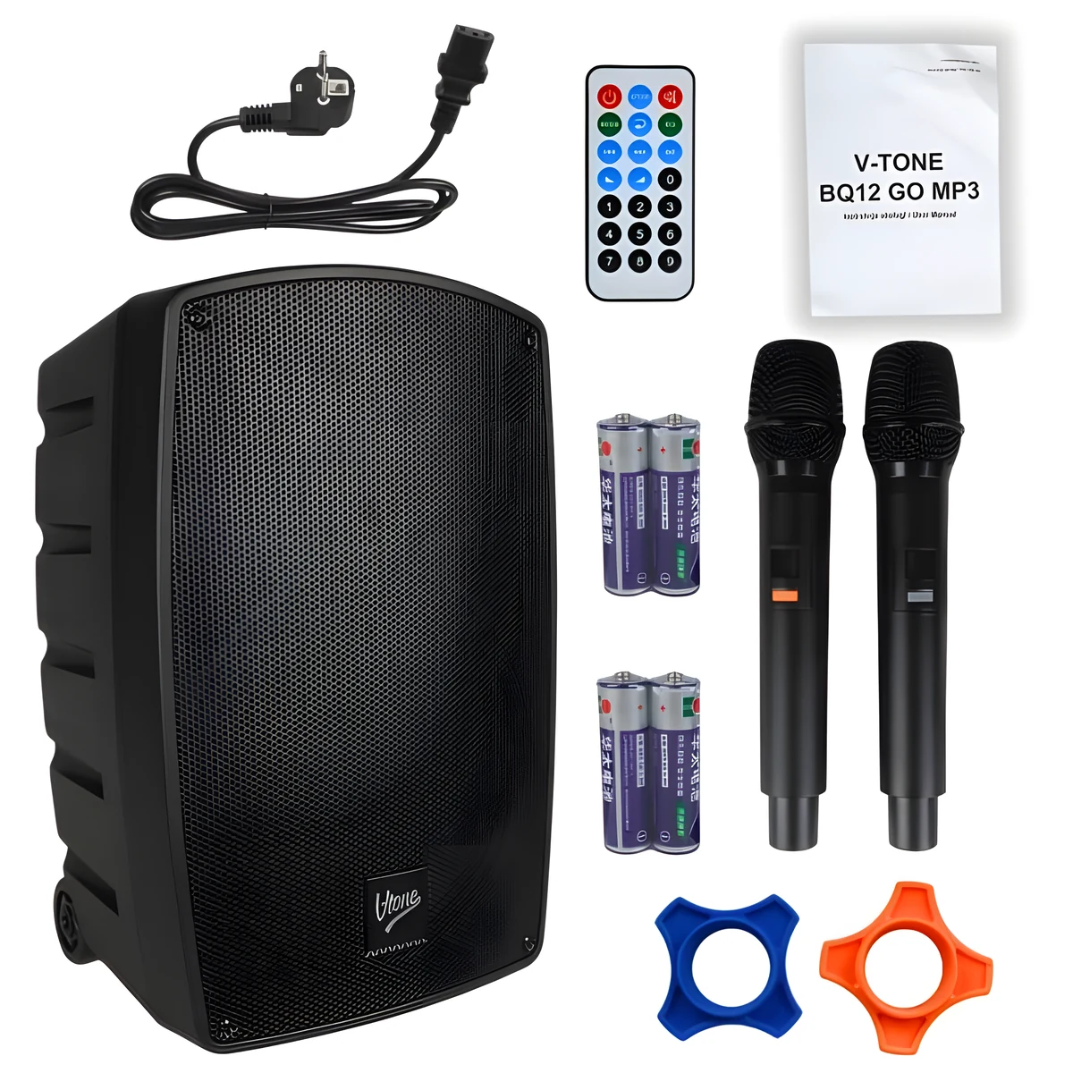 Aktywna kolumna mobilna V-TONE BQ12 GO - Bluetooth, TWS, USB, SD, DSP, AUX, pilot na podczerwień, 2 mikrofony bezprzewodowe, rączka teleskopowa, kółka transportowe