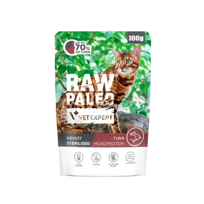 Mokra karma dla kota VetExpert Raw Paleo Adult/Sterilised z tuńczykiem 100g