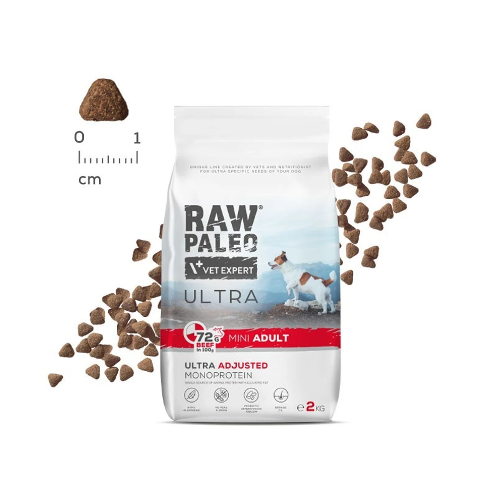 Karma sucha VetExpert Raw Paleo Ultra Wołowina dla dorosłych psów małych ras 2kg — zdjęcie 1 z 8