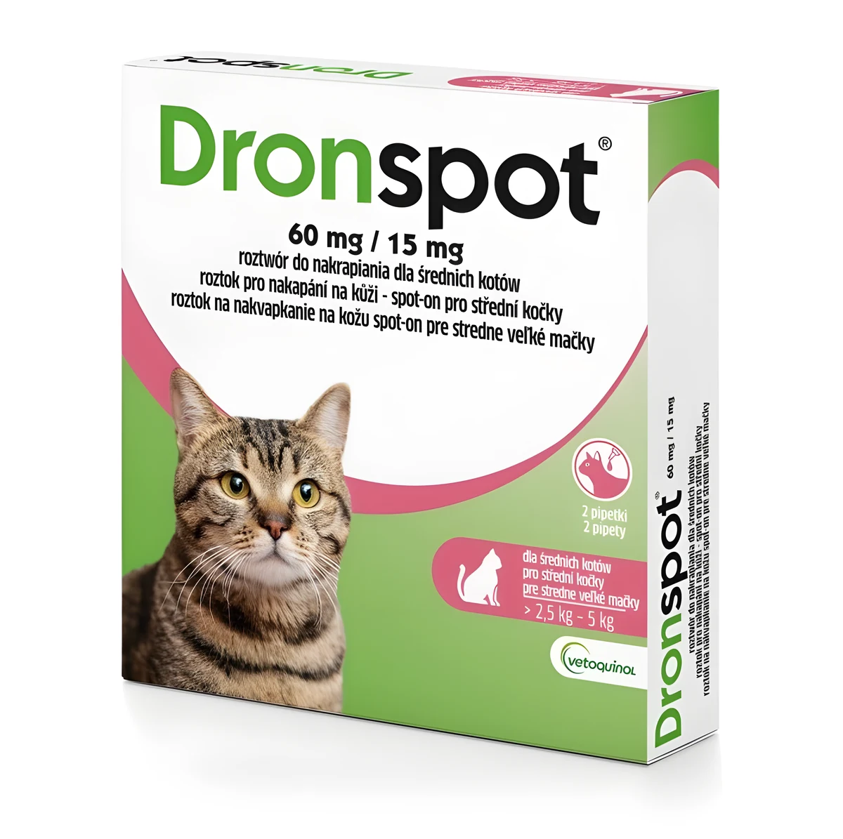 Vetoquinol DRONSPOT dla średnich kotów (2,5-5kg)