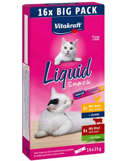 Vitakraft Cat Liquid Snack - Przysmak w płynie dla kota, 16 saszetek po 15g