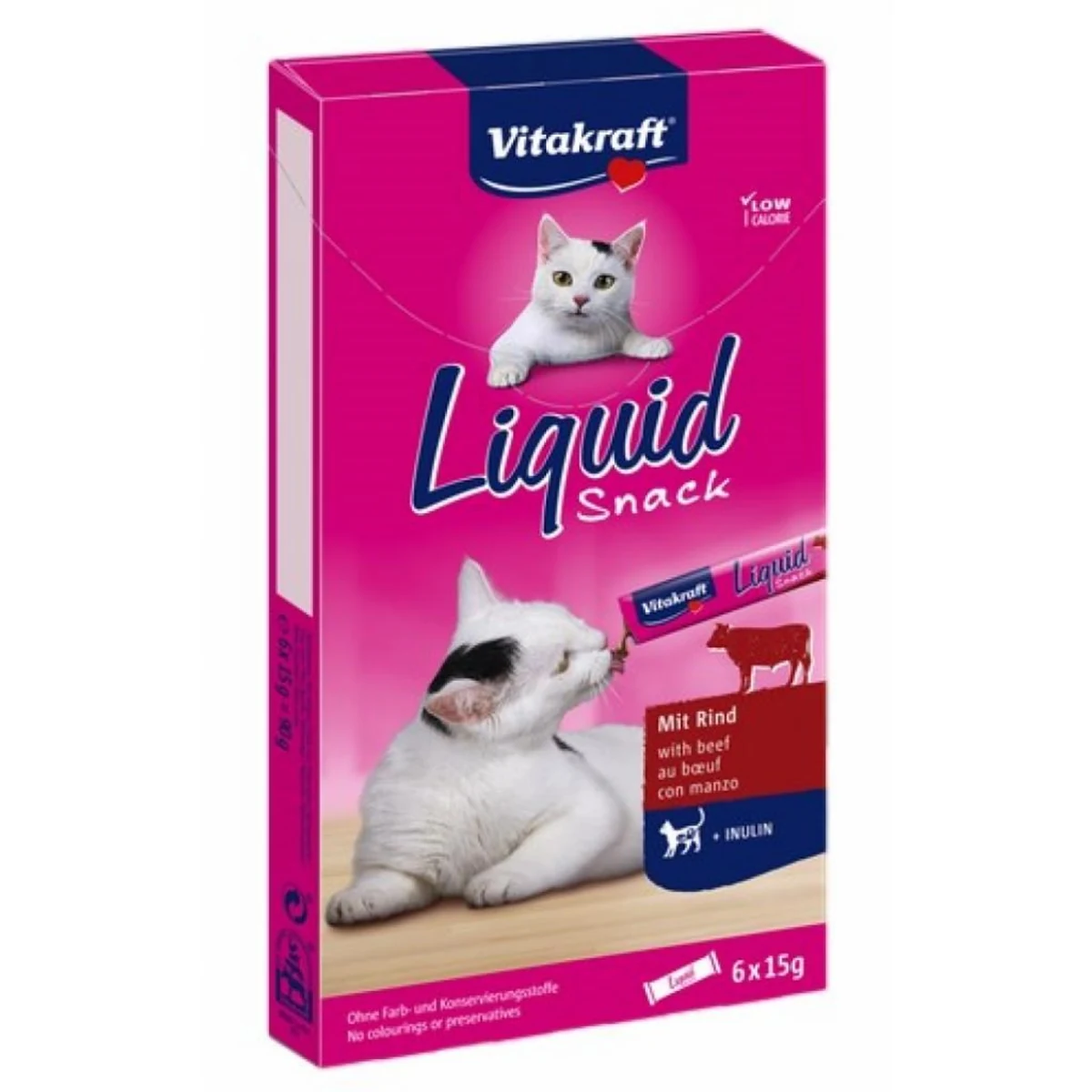 VITAKRAFT CAT LIQUID SNACK wołowina/inulina 6szt