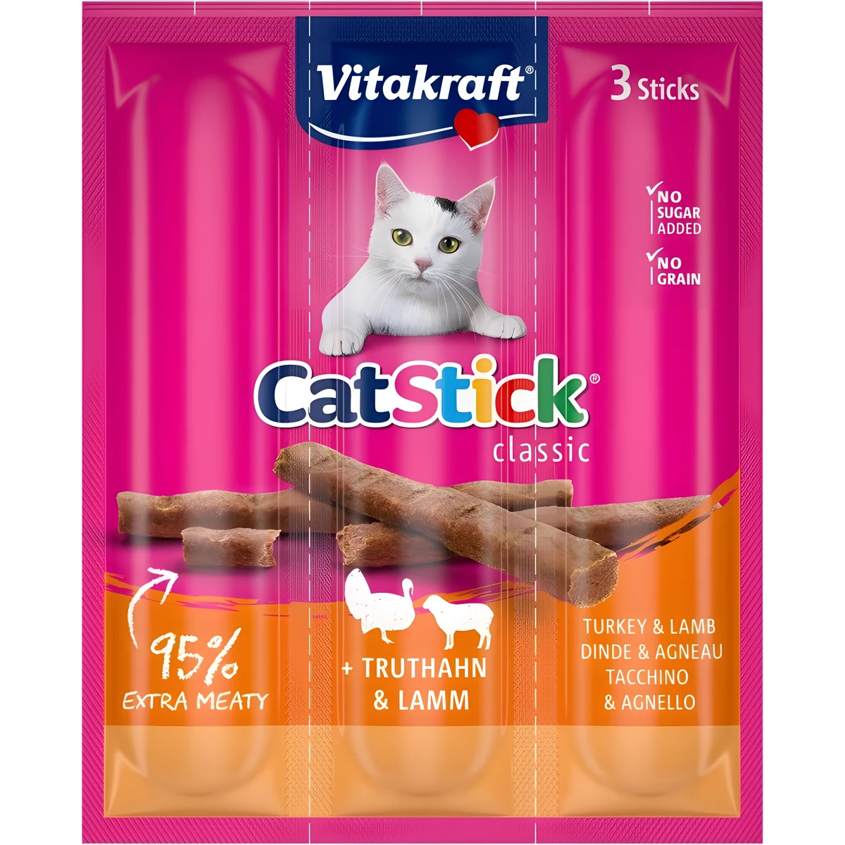VITAKRAFT CAT STICK MINI 3szt indyk/jagnięcina