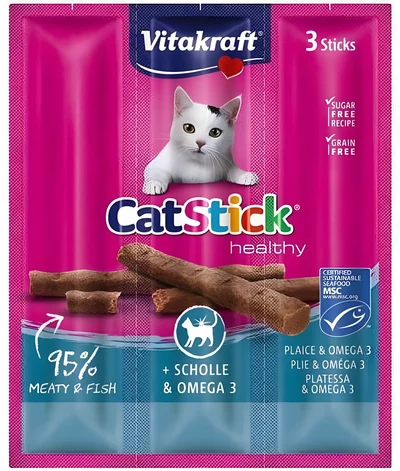 Przysmak dla kota VITAKRAFT Cat Stick Mini Flądra z Omega-3 (3 sztuki)